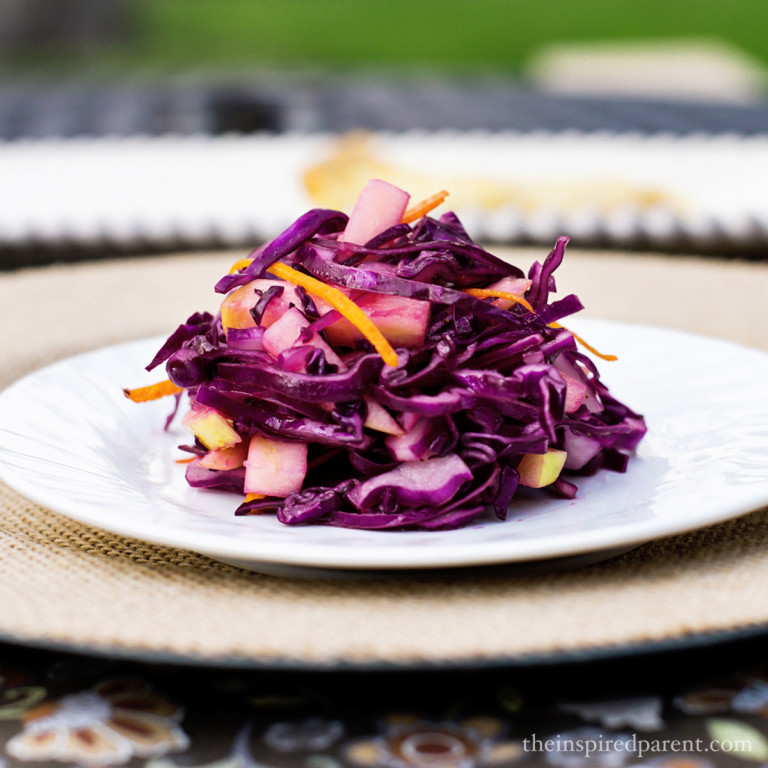 Red Cabbage & Apple Slaw | theinspiredparent.com